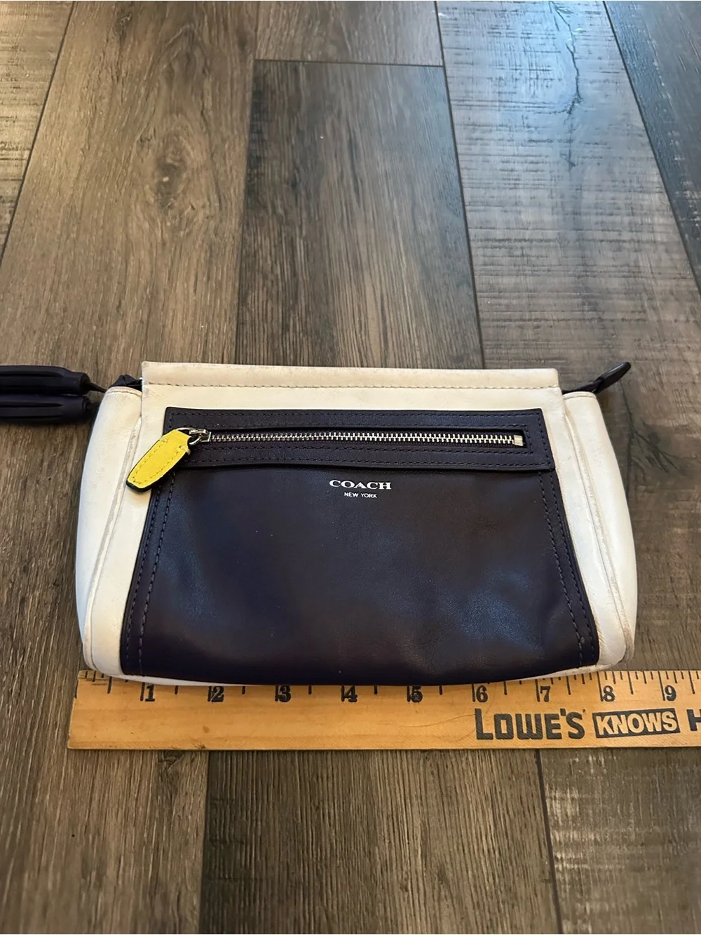 Coach Legacy Colorblock Large Clutch White, Purple & Yellow